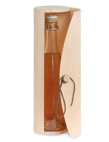 Coffret en bois cylindrique pour 1 bout. champagne