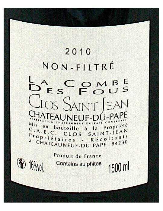 CNP "la combe des fous" 2010 - domaine Clos St Jean (magnum, 1.5 l)