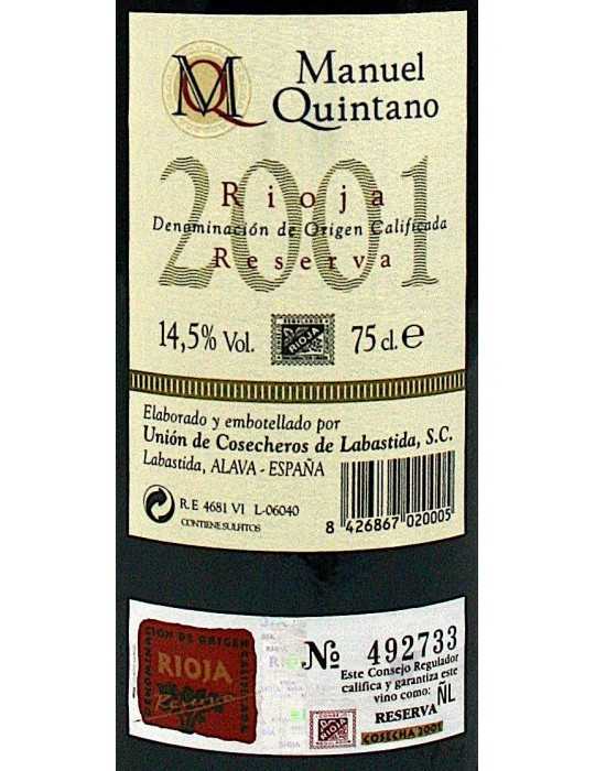 Reserva Especial Manuel Quintano 2001 - Bodegas Castillo Labastida