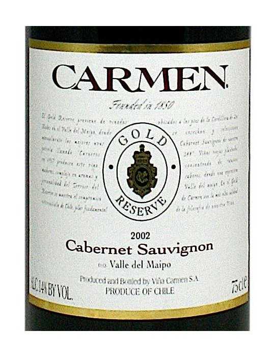 Cabernet Sauvignon Gold reserve 2002 - Carmen