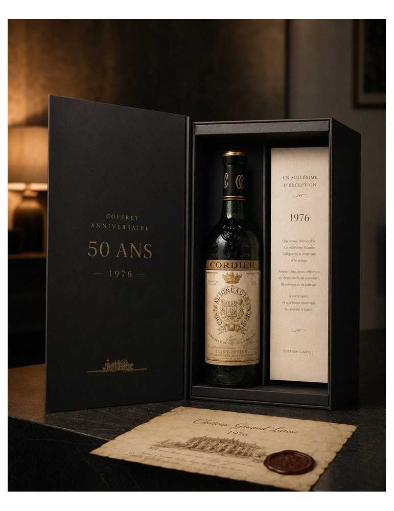 50th Birthday Wine Gift Box – Château Gruaud Larose 1976 with Parchment